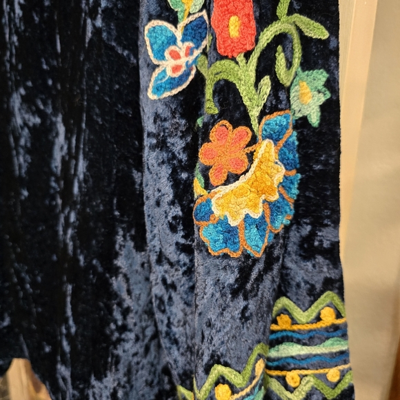 Embroidered Velvet Top with Floral Design - Picture 8 of 11